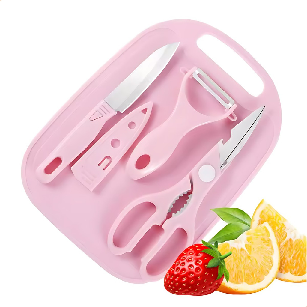 Kit De Utensílios Faca Tábua Tesoura Descascador