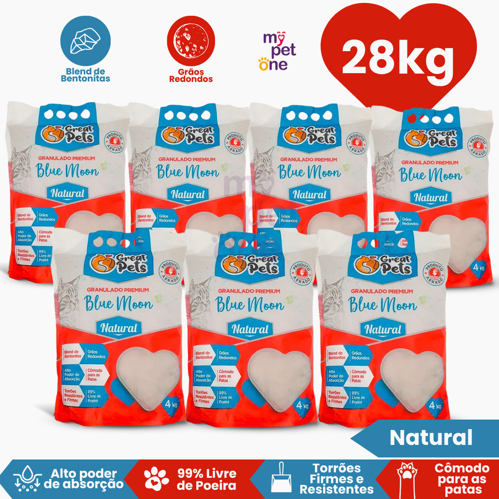 Kit 7 Areia Bentonita Esférica Premium Great Pets para Gatos - 4 Kg em Oferta na Shopee