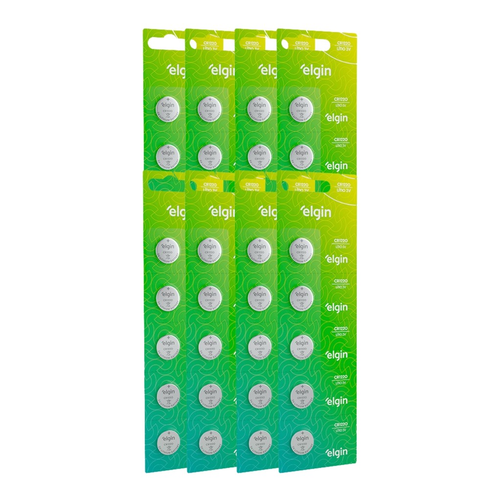 Kit 40 Bateria Pilha Moeda Cr1220 3V 8 Cartela Relógio Elgin