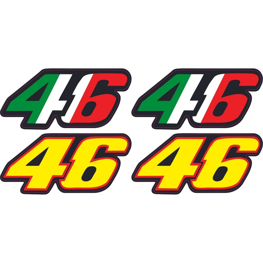4 peças Adesivo 46, Valentino Rossi, Moto GP, carro e moto