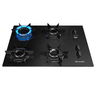 Cooktop 4 Bocas a Gás Mueller Mesa de Vidro Ultra Chama Mcg4bb Bivolt em Oferta na Shopee