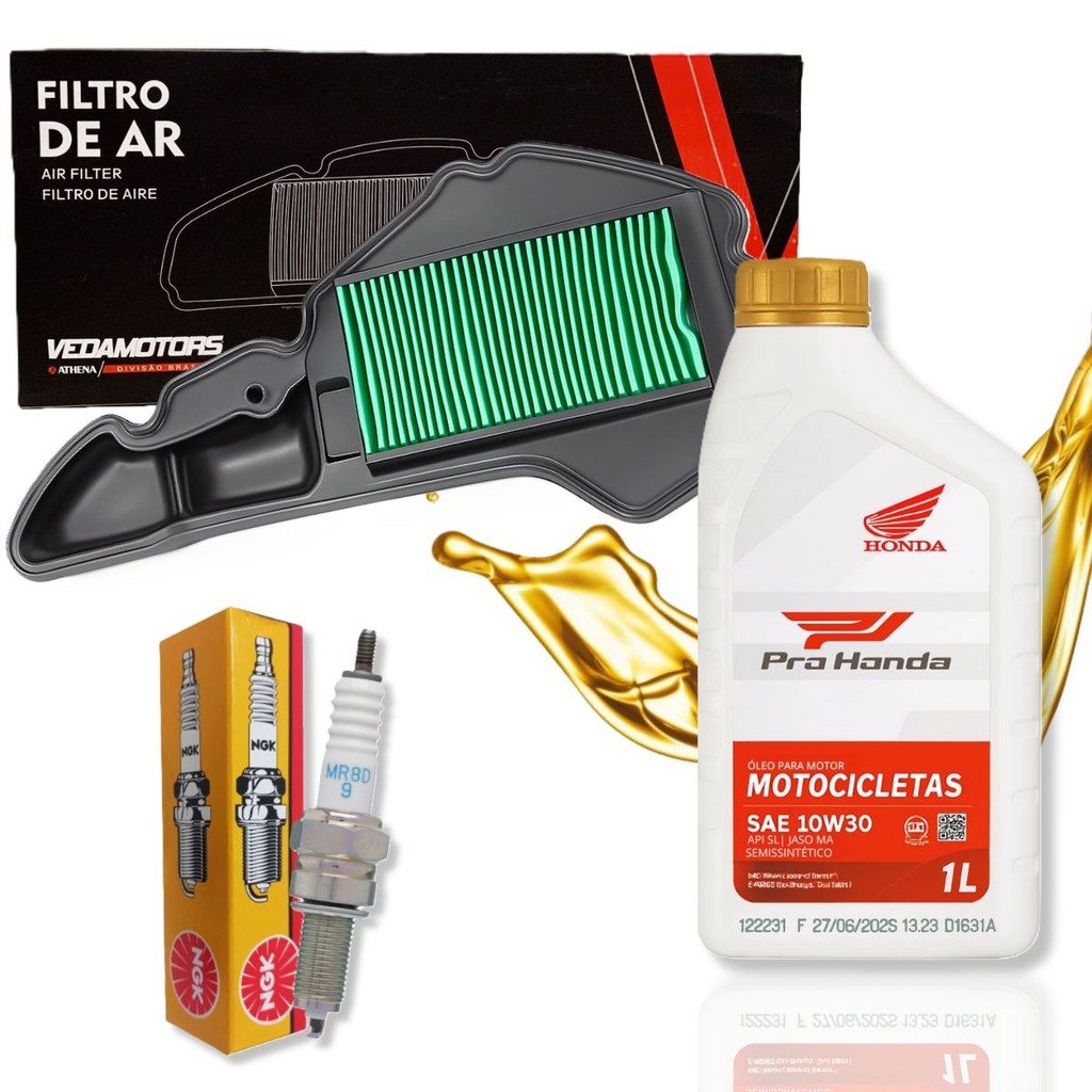 Kit Revisão Pcx 150 2019 A 2023 Troca Óleo Honda 10w30 Filtro e Vela