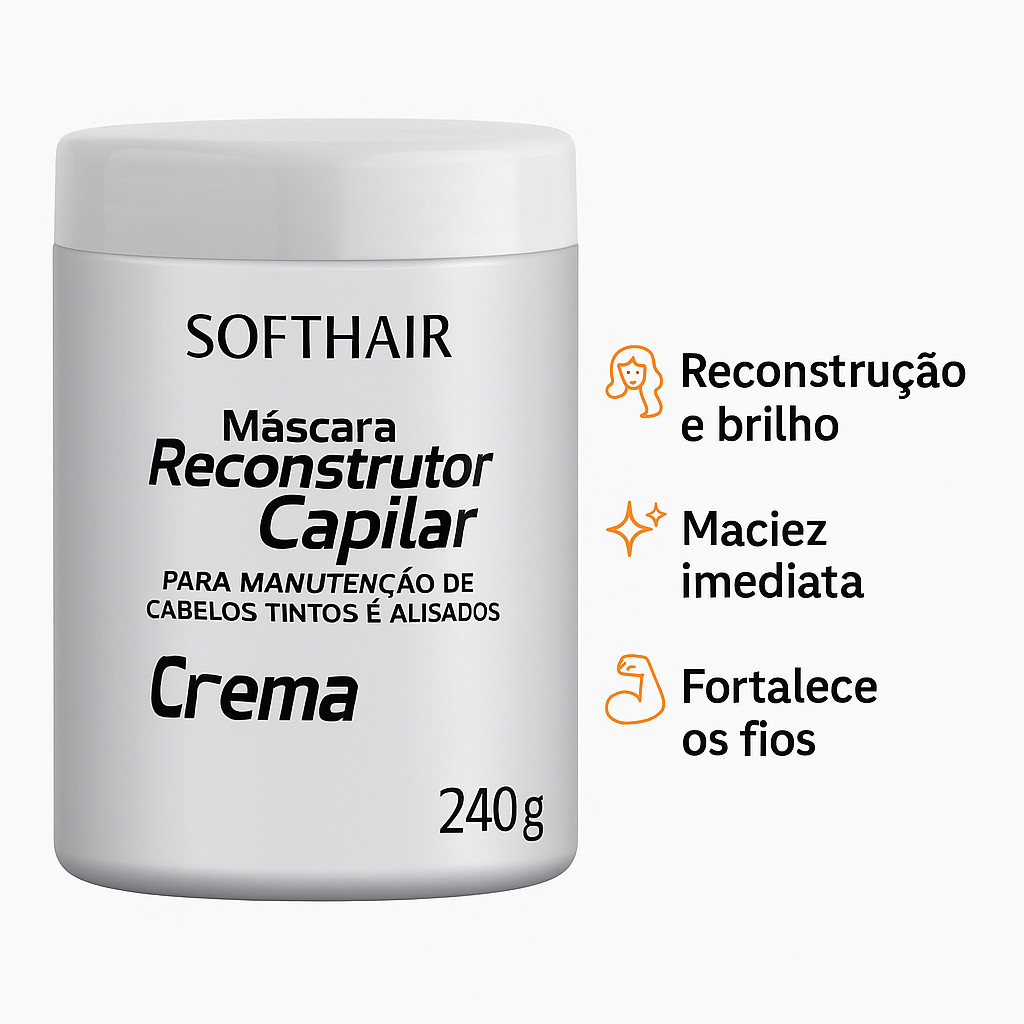 Máscara Reconstrutor Capilar Lisa Creme 240g Sof thair  manutenção de cabelos tintos e alisados