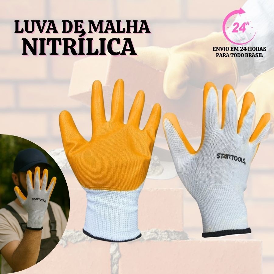 Luvas Anti-Corte Segurança À Prova Resistentes Aço Inoxidável Luva Emborrachada Luva Malha Nitrílica