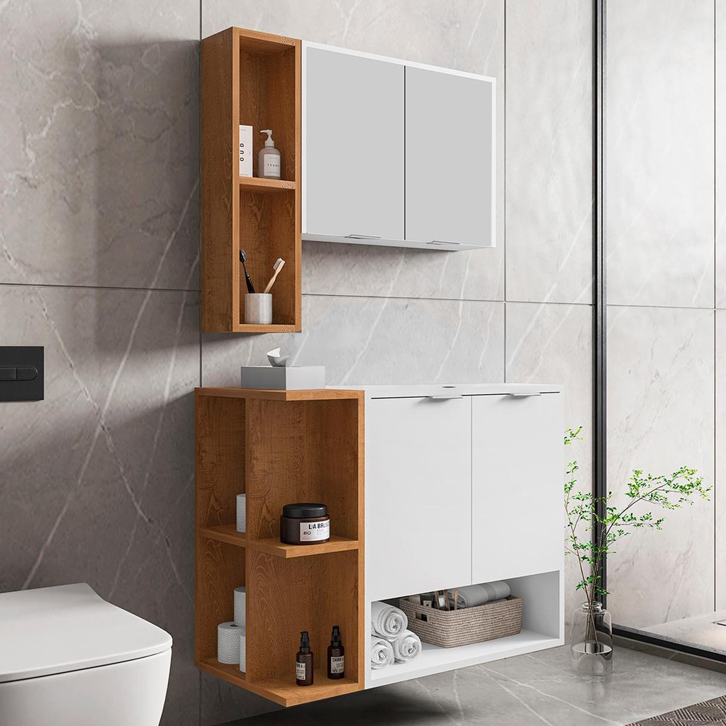 Gabinete Banheiro Ibiza 2 Portas Armario 2 Portas Espelheira em Oferta na Shopee