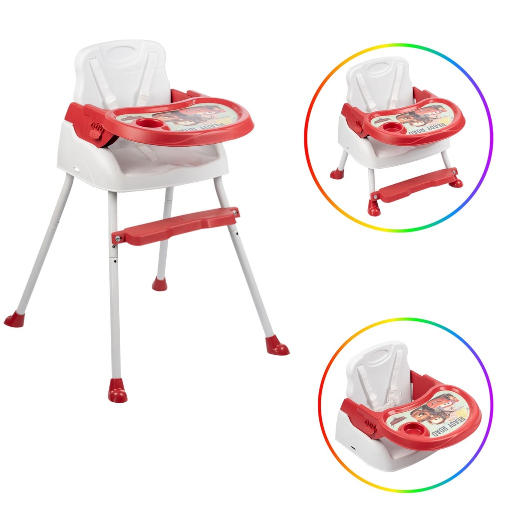 Cadeira de Alimentação 3 em 1 | Assento Booster Portátil | Styllbaby Desenho Carros | Até 15kg | 6m+