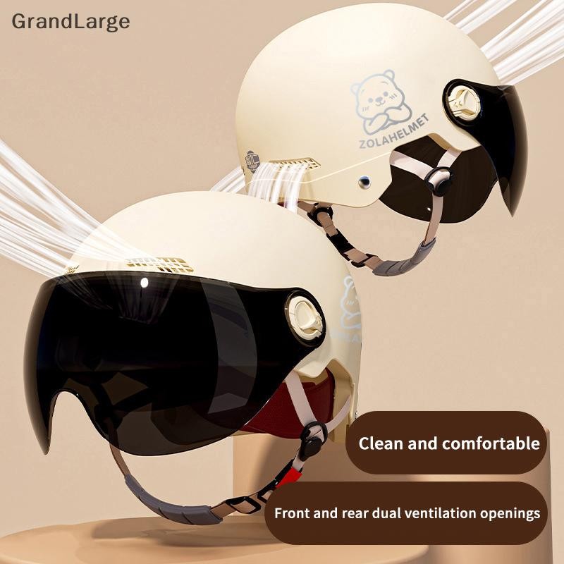 [GrandLarge] 1 Peça Certificado 3C Masculino E Feminino Adulto Desenho Animado Motocicleta Elétrica Meio Capacete Com Óc