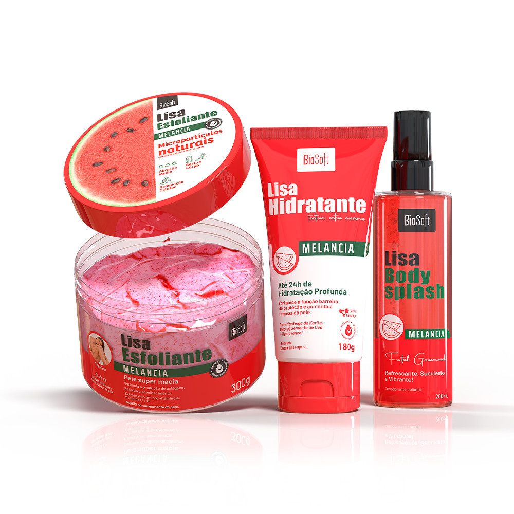 Kit Banho Premium Melancia Bio Soft - Esfoliante + Hidratante + Body Splash
