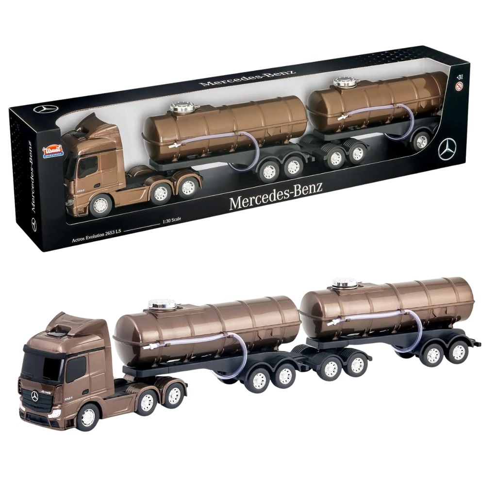 Caminhão Pipa Rodotrem Tanque Mercedes Benz Actros 69cm Grande Colecionável Infantil Realistas Colecionável - Usual
