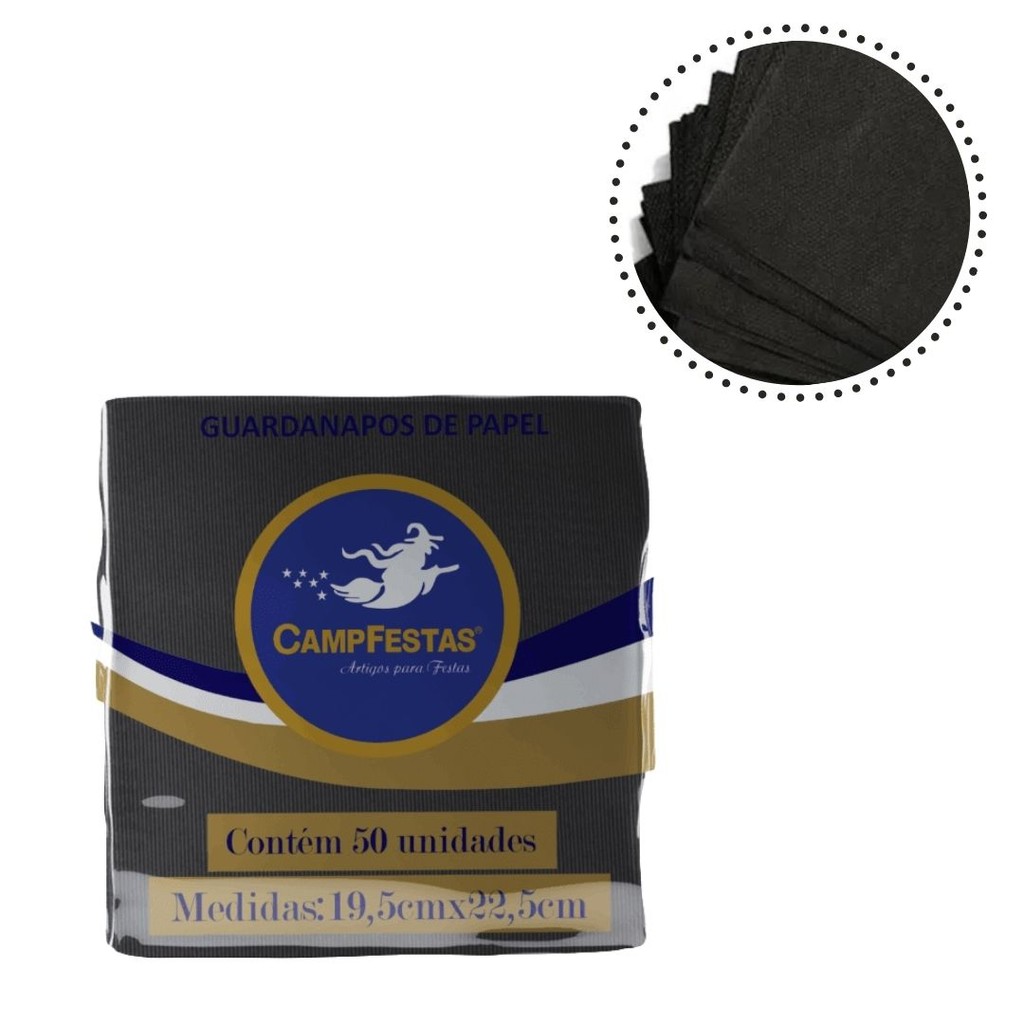 300 GUARDANAPOS PRETO  FESTA 19,5 X 22,5 CAMPFESTA em Oferta na Shopee