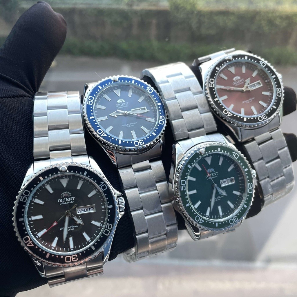 Orient Relógio Automático Masculino Luminoso Esportivo Pulseira De Aço Sólido