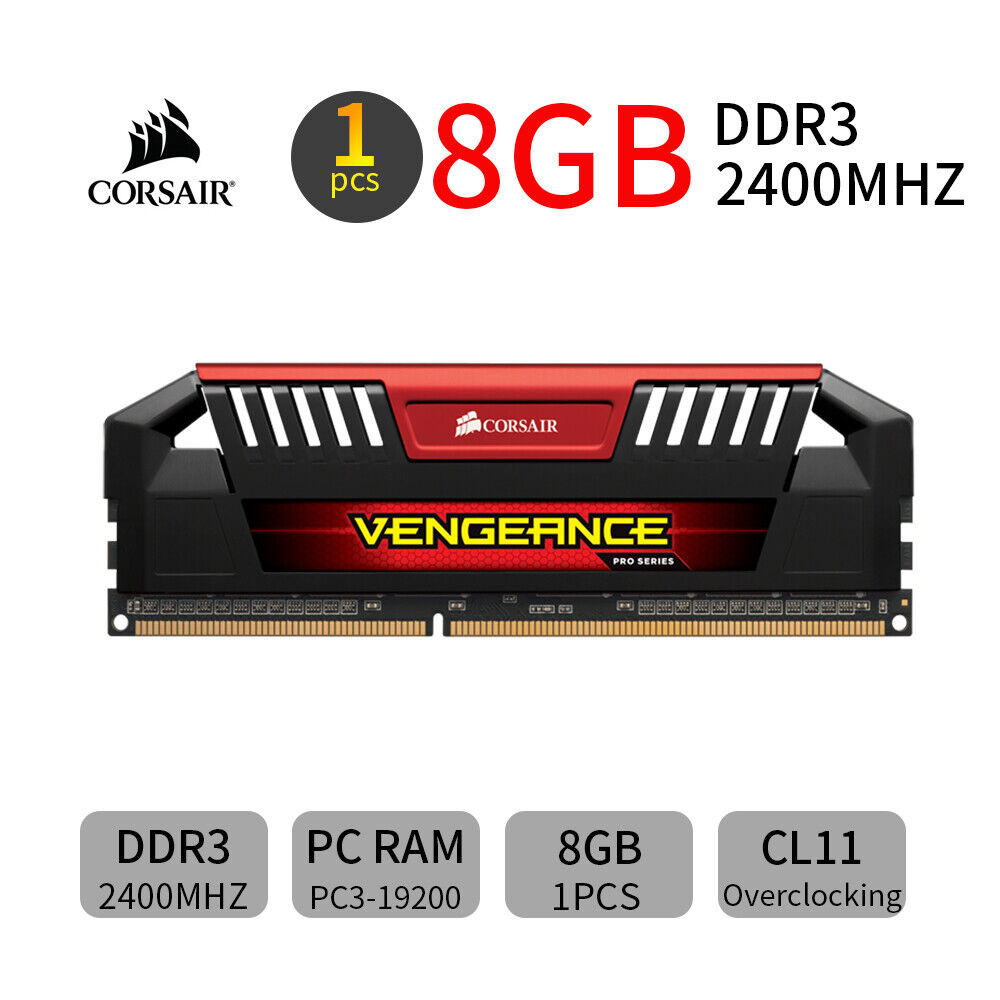 Para Corsair VENGEANCE Pro 8GB DDR3 OC 2400MHz PC3-19200U Memória De Jogos De Mesa Vermelho