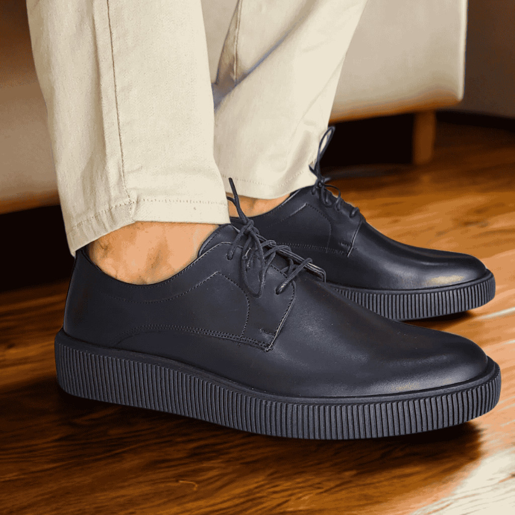 Sapato Social Masculino Derby Konna Casual Elegante Confortável Em Couro Cadarço Lançamento