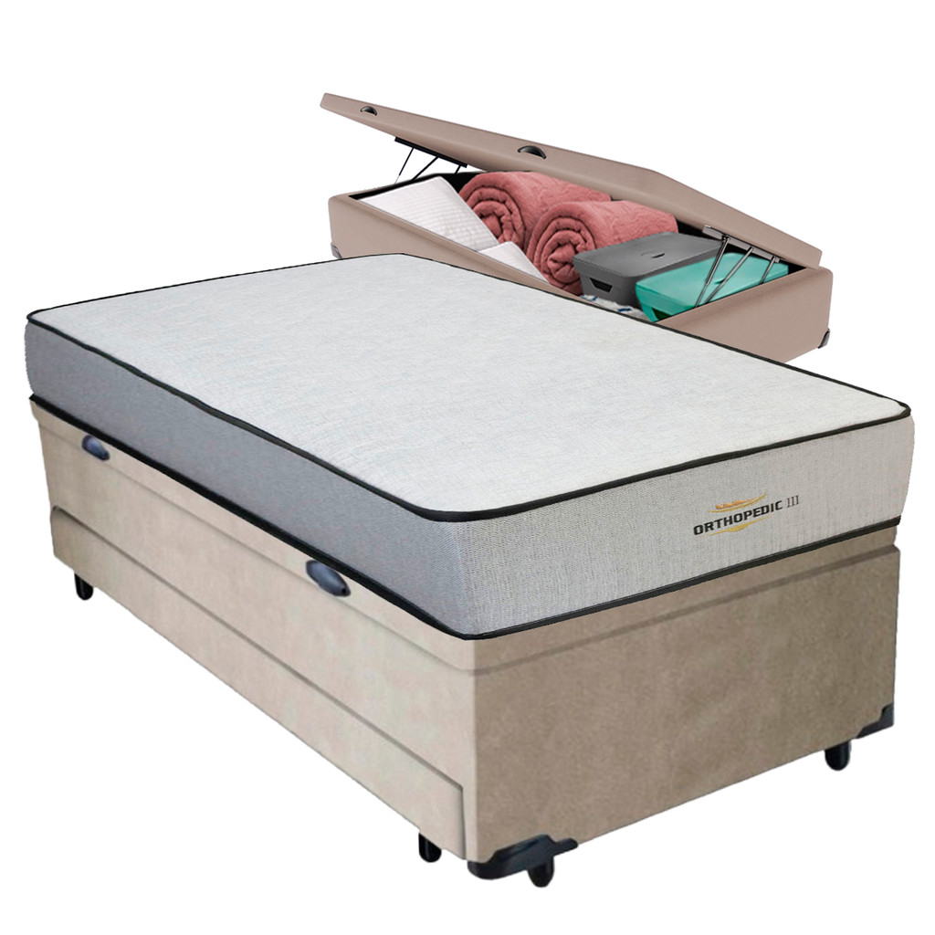 Bicama Baú Solteiro E Colchão Orthopedic D33 Vstore 88x188x30
