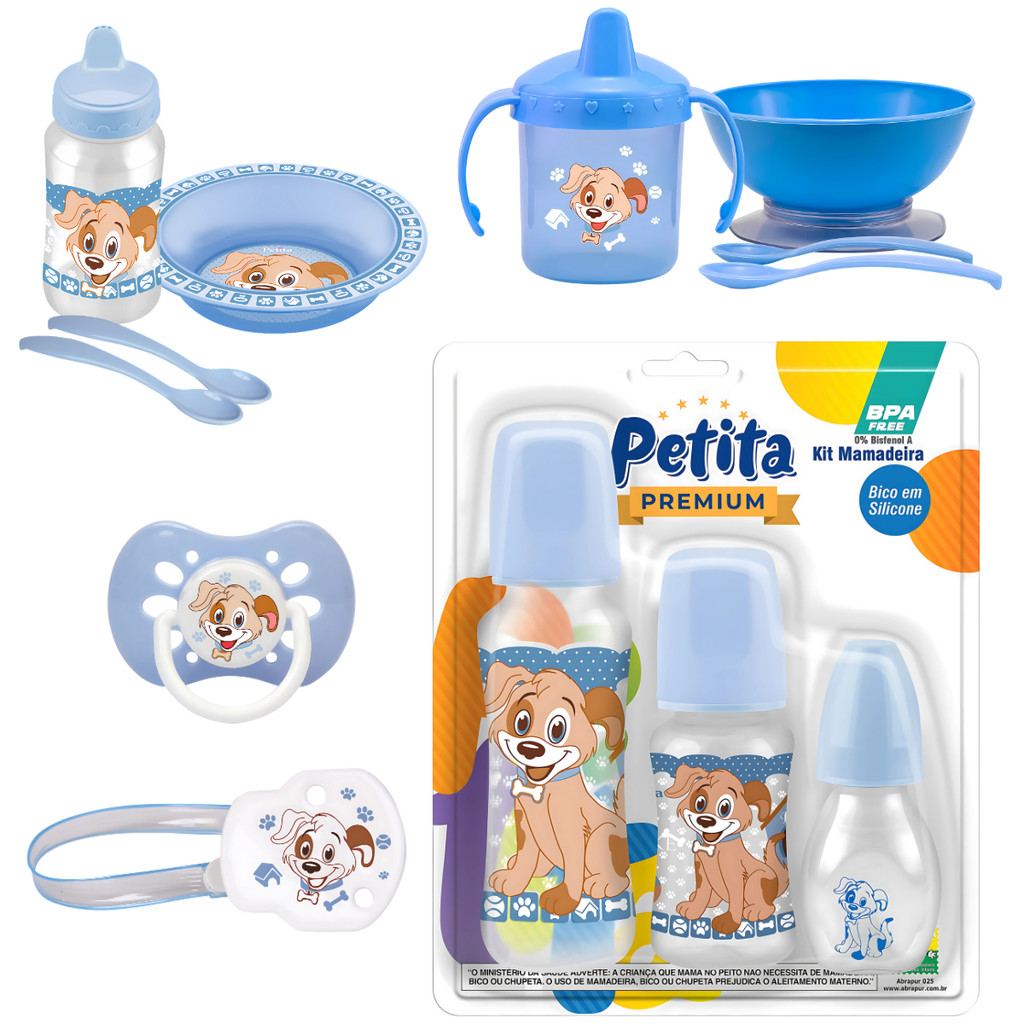 Kit Refeição Infantil tijelinha Mamadeira Copo + Chupeta