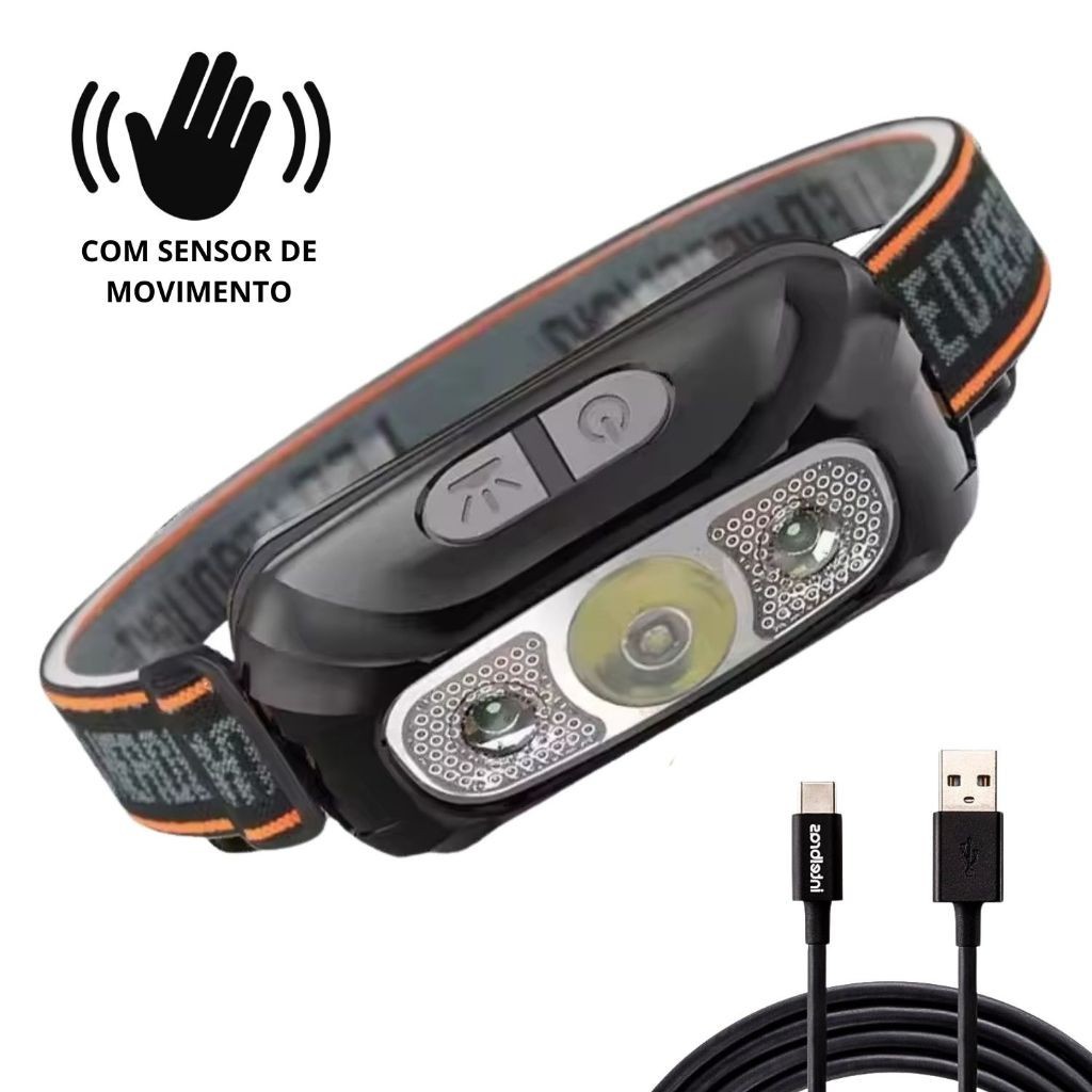 Lanterna Cabeça Premium Recarregavel Sensor Prova D'água em Oferta na Shopee
