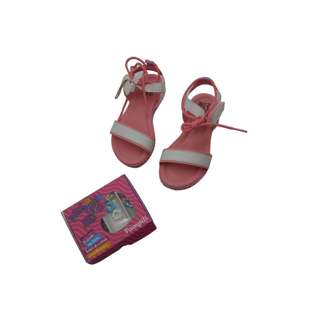 Sandália Papete Infantil Pampili Candy 123 Rosa Chiclete - Vem com Pulseira /tamanho 28