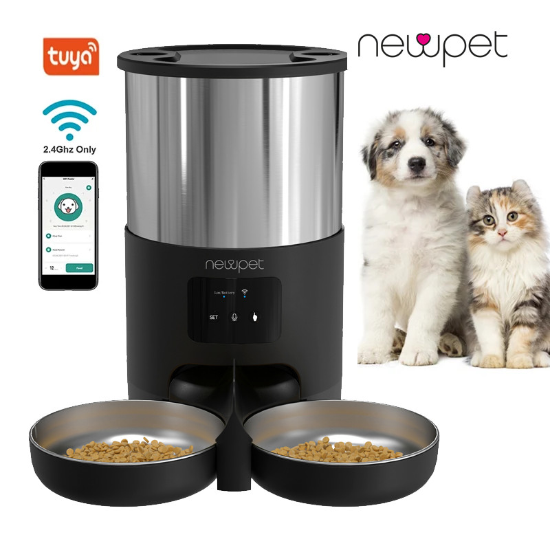 5L Alimentador Pet Automático Inteligente Double Bowls WIFI APP Controle Remoto Para O Cão Gato Comida Dispenser Timing Gravação De Voz Tigela De Aço Inoxidável em Oferta na Shopee