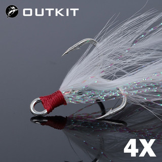 OUTKIT 10pcs Lure Treble Hooks 4X Força Com Anzol De Pena Pesca Anzóis Barbados De Aço Carbono Mais Fortes