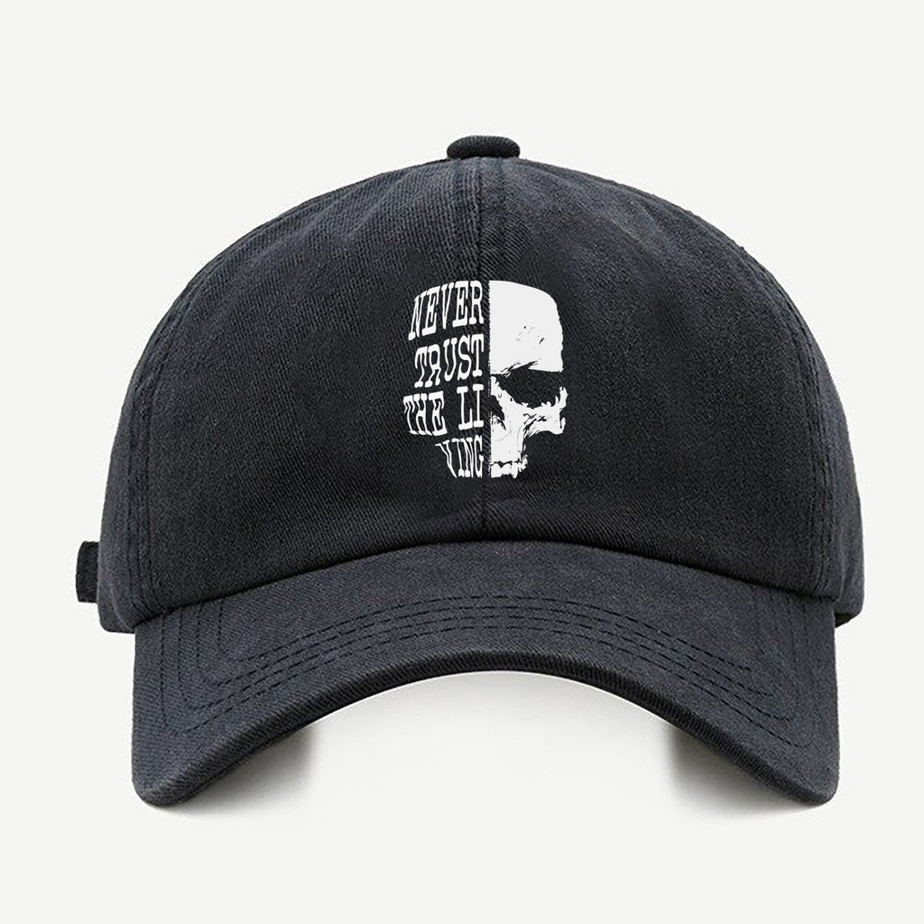 Bone baseball masculino preto Nunca Confie Na VidaCom regualgem cores bege e branco