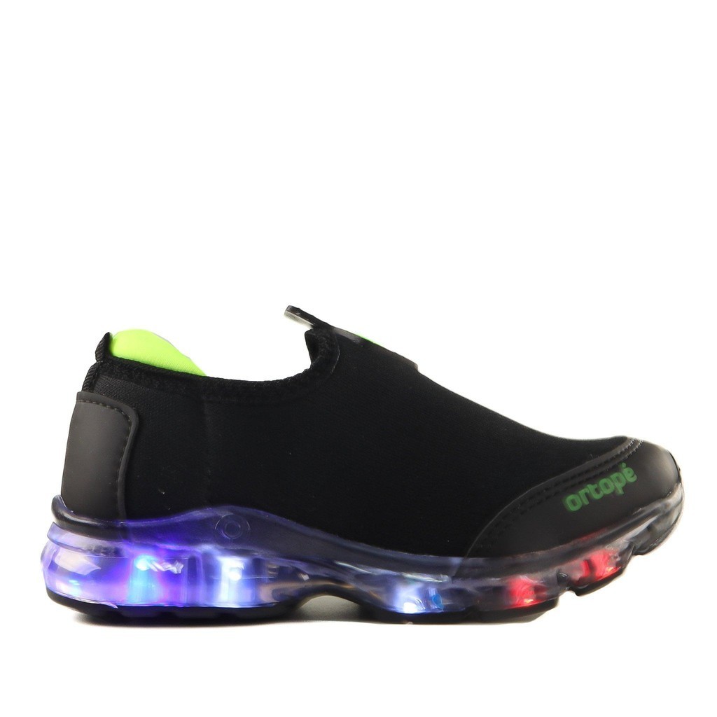 Tênis Ortopé Infantil  Slip On LED 246000340230 Preto/Amarelo