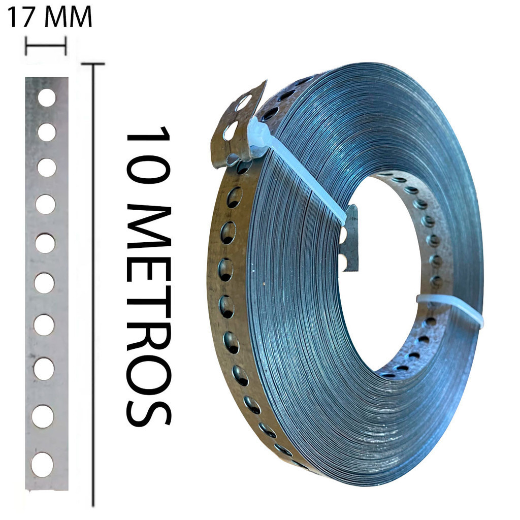 Fita Perfurada de Aço 17mm x 10 Metros Galvalume Galvanizada