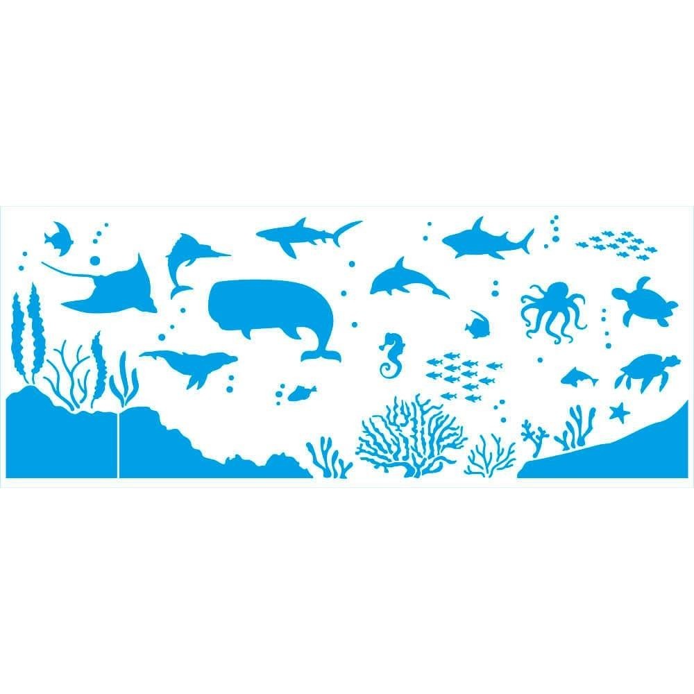 Stencil Litoarte 17 x 42 cm - STG-087 Silhuetas Fundo do Mar em Oferta na Shopee