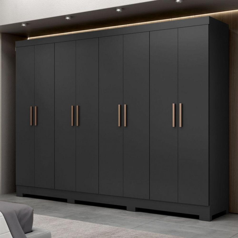 Guarda Roupa Casal Paris Com Pés 8 Portas Mdp Preto Fosco Maxel Preto em Oferta na Shopee