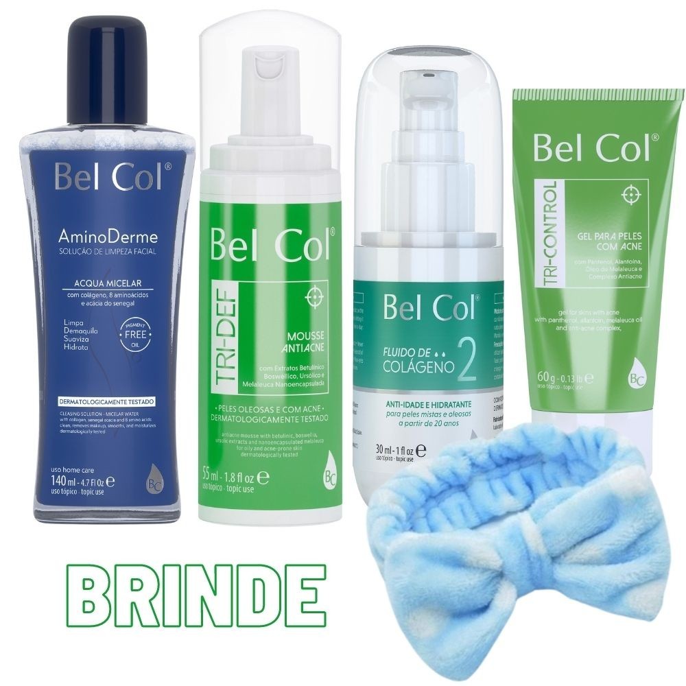 Kit Acne Zero Skincare para uma Pele Limpa, Sem Acne e Uniforme Bel Col