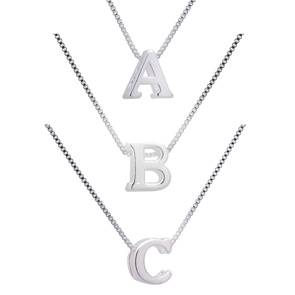 Colar Corrente Letra Lisa Inicial Banhado Prata 925 em Oferta na Shopee