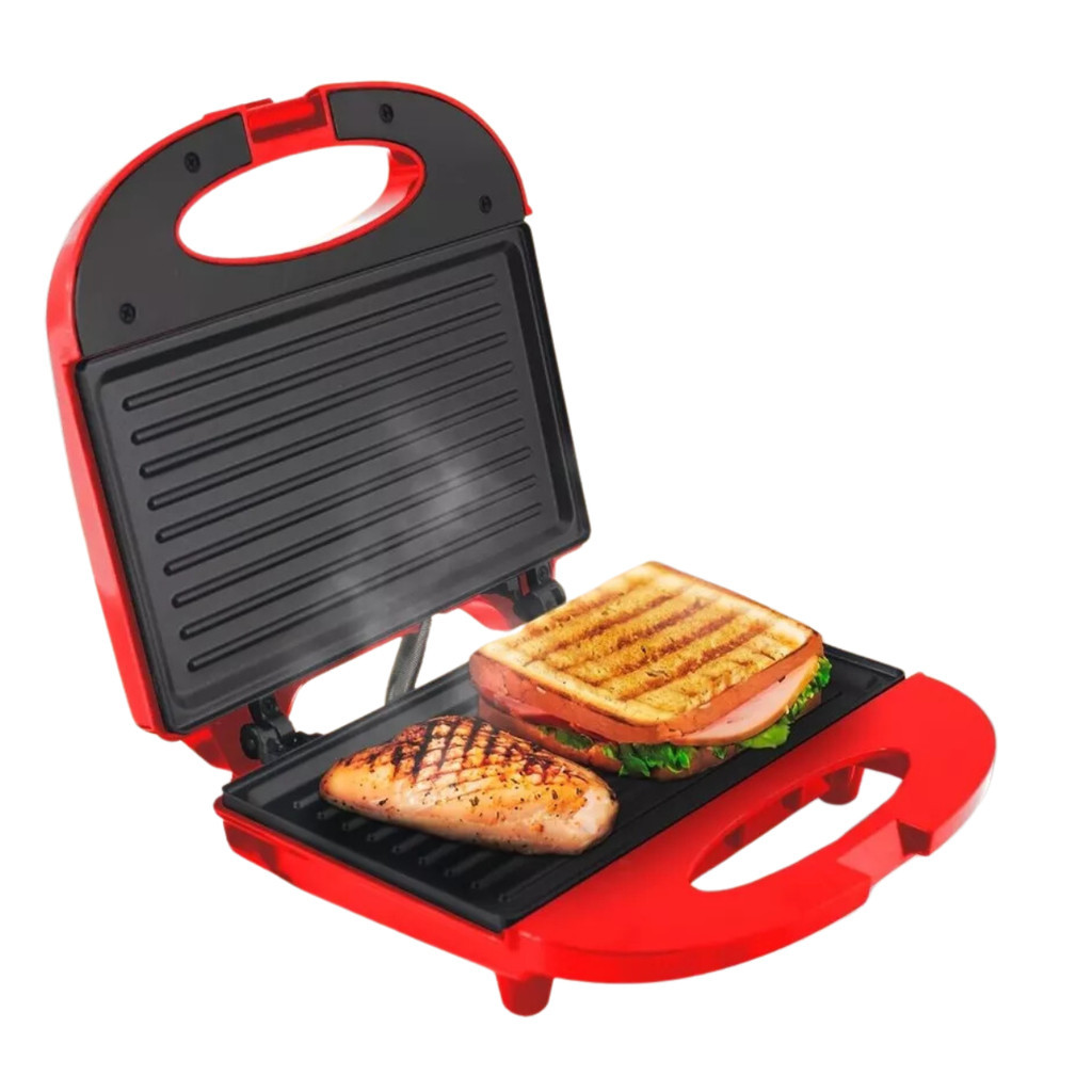 Sanduicheira Gril Elétrica 750w Panqueca Misto Torrada Carne VERMELHA