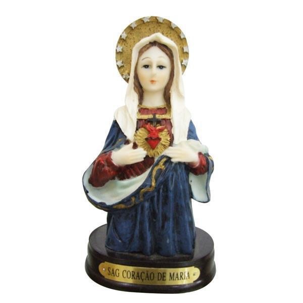 Imagem Sagrado Coração de Maria c/Luz Resina Importada 15cm