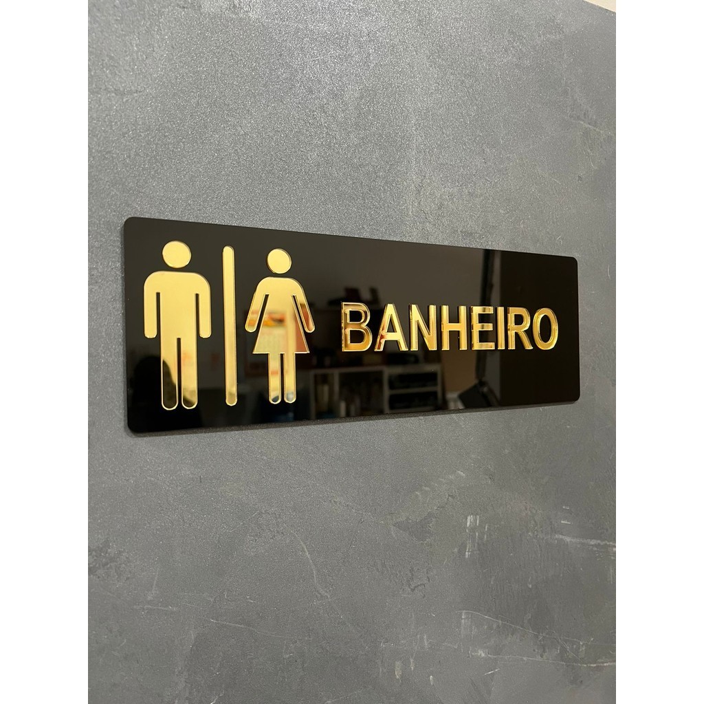 Placa Sinalização Banheiro Wc Acrílico espelhado em Oferta na Shopee
