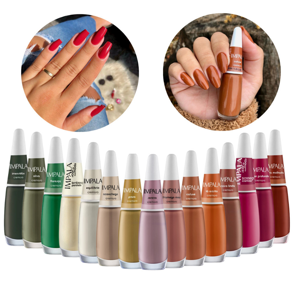 Kit C/15 Esmaltes Impala Cores Da Sua Moda Manicure Pedicure