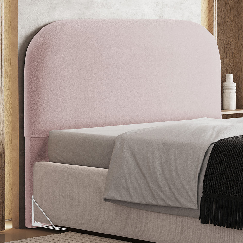 Cabeceira Cama Box Queen 160cm Orgânica Lanna W01 Bouclê Rosê - Lyam Decor