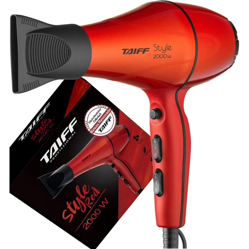 Secador Cabelo Taiff Profissional Style 2000W Red Vermelho Motor AC Cabo 1,8m Ar Quente Frio