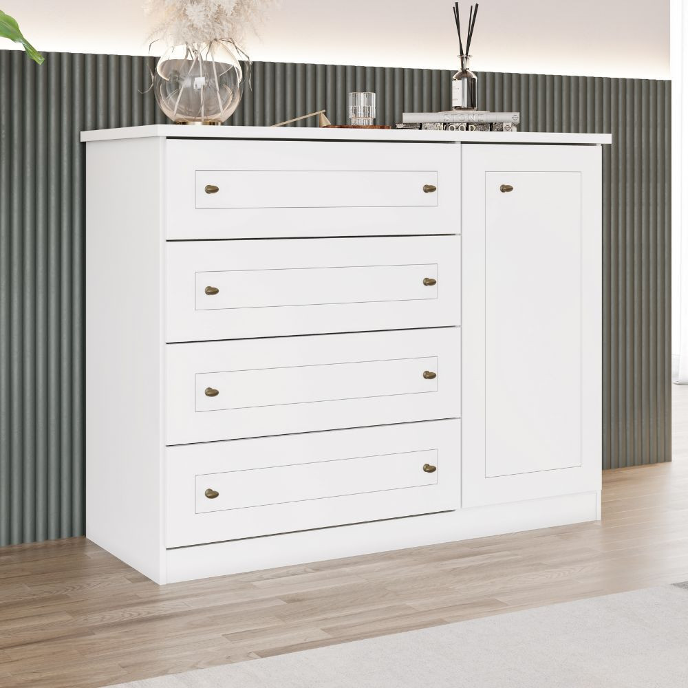 Cômoda Americana 4 Gavetas 1 Porta Henn - Home & Living