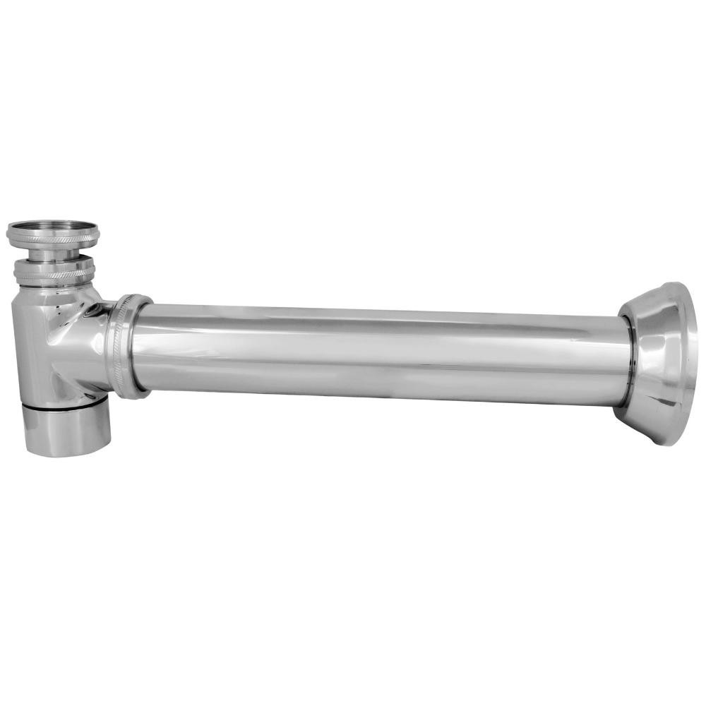 Sifão Para Lavatório Com Copo Válvula 7/8" Corpo Em Metal Cromado De 1"x1.1/2" Polegadas Tubo Longo 34cm Iguatemi