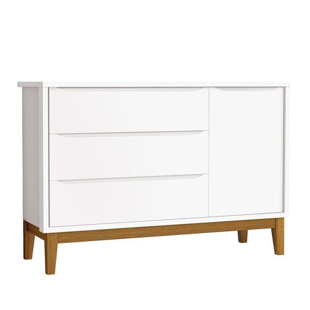 Cômoda Infantil New Classic Branco Com Pés Madeira - Reller em Oferta na Shopee