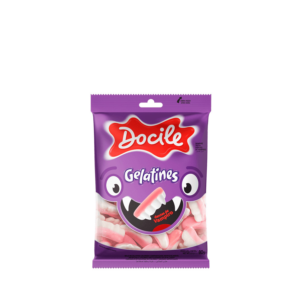 Bala de Gelatina Dentes de Vampiro 80g - Docile