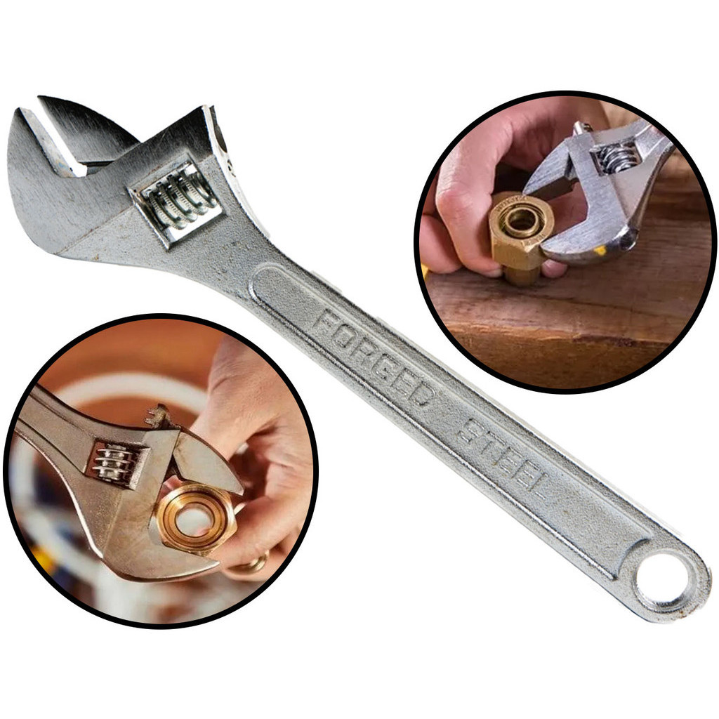 Chave Inglesa Ajustável 12 Polegadas Em Aço Carbono Acabamento Cromado Bramix - Home & Living