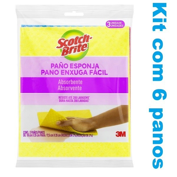 Kit com 2 Pano Enxuga Fácil 3 Unidades SCOTCH-BRITE em Oferta na Shopee