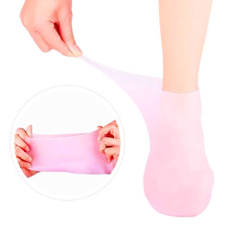 1 Par Meias Cuidados Com Os Pés Spa Uso Doméstico Novo Silicone Calcanhar Gel Hidratante P...