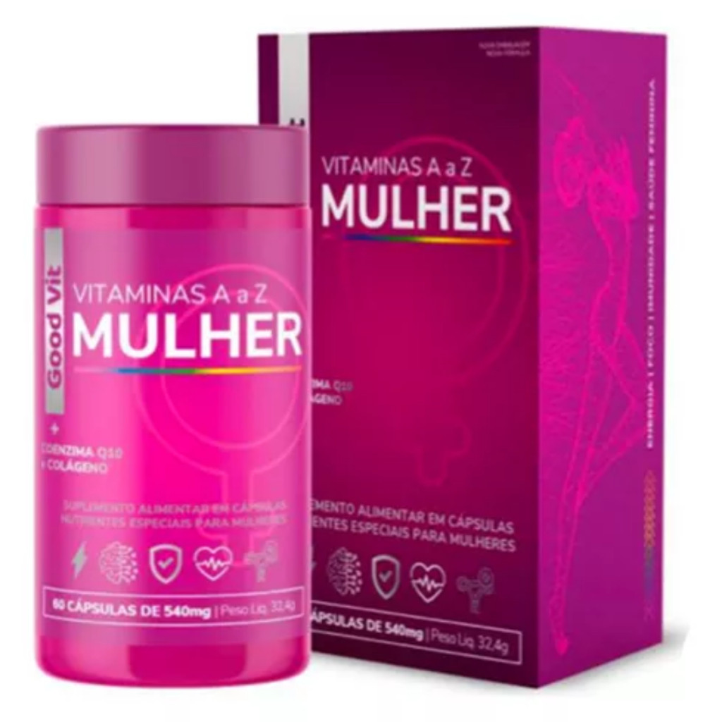 Vitaminas A Z Mulher + Colágeno 60cáps Good Vit Mais Energia Suplemento Multivitaminico