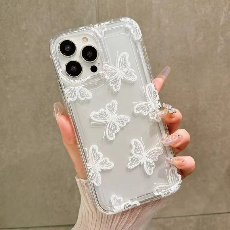 Capa De Silicone Macia Transparente Para Telefone Samsung Galaxy A15 A55 A35 A54 A53 A52 A32 A13 A34 A51 4G 5G S23 FE S24 S23 Ultra S22 S21 Plus Borboleta De Desenho Animado Ins Cute Bowknot