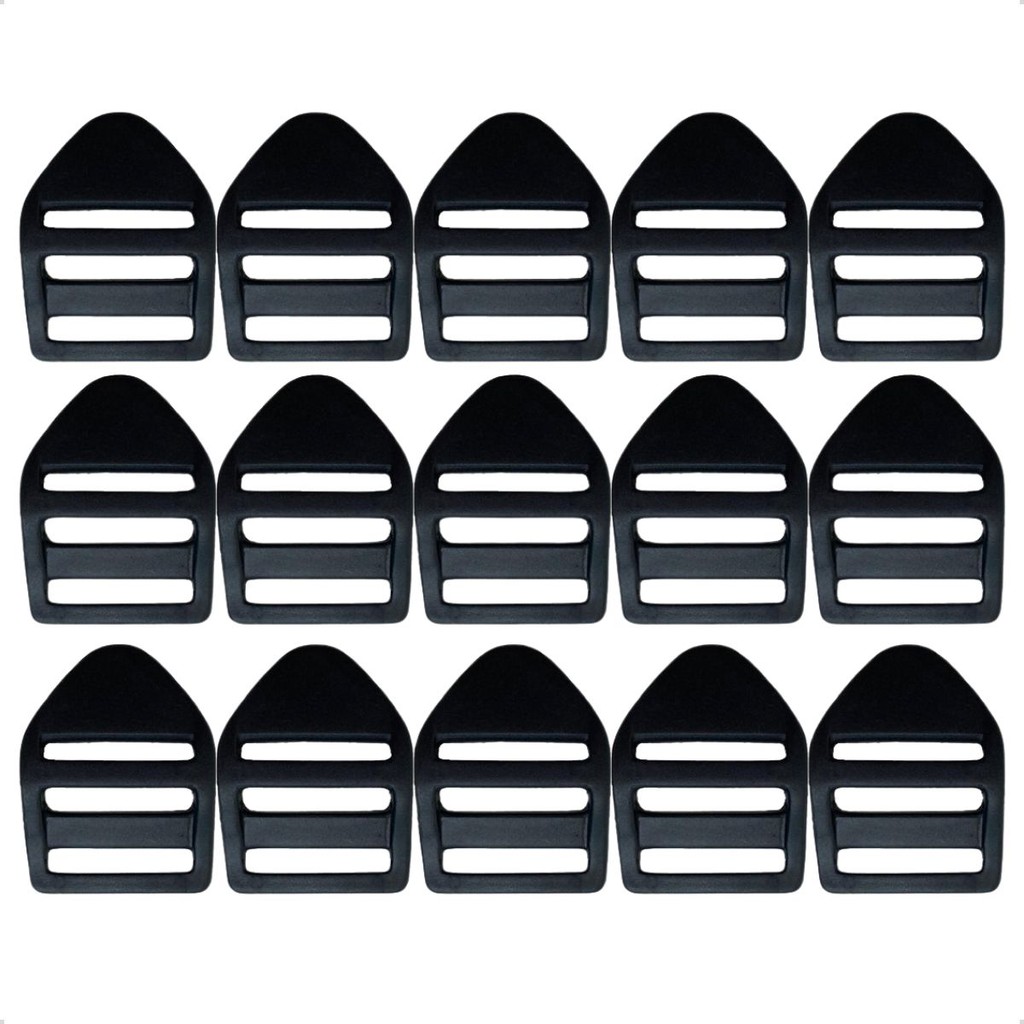 Kit com 100 Unidades de Regulador Castelinho 25mm - Modelo Ideal para Ajuste de Alças de Mochilas, Bolsas, Malas e Acessórios Diversos - Feito em Plástico de Alta Resistência, Perfeito para Confeccionar e Reforçar Alças em Produtos Artesanais