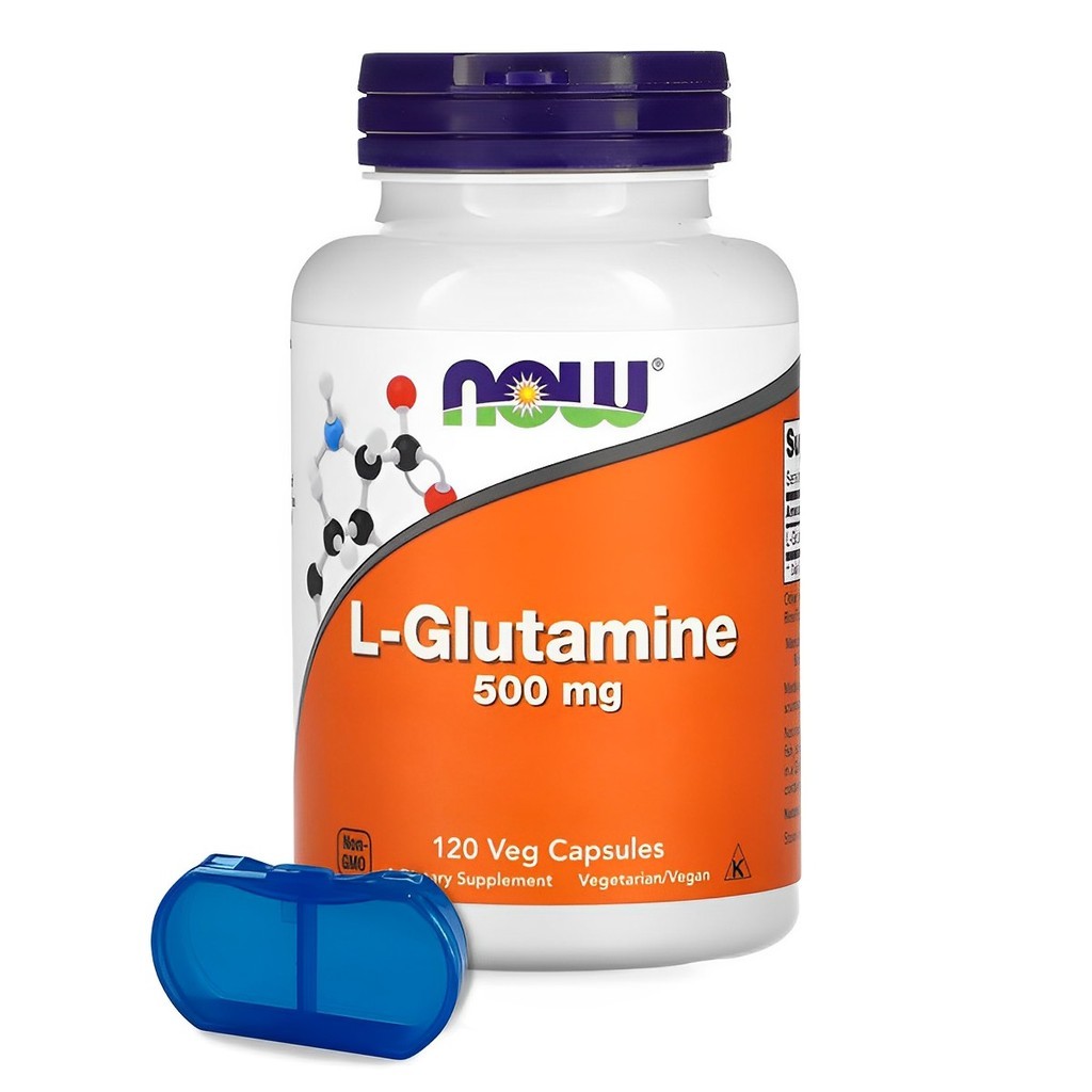 L-Glutamina 500mg Now Foods 120 Cáps + Porta Cápsulas