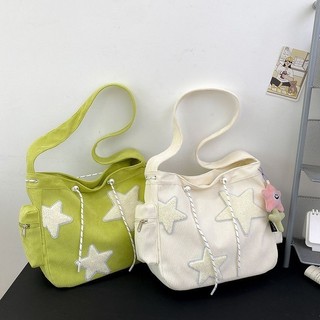 Bolsa Feminina de Ombro Estrela | Design Nicho | Veludo Sólido | Grande Capacidade | Tote para Estudante e Viagem | Cros