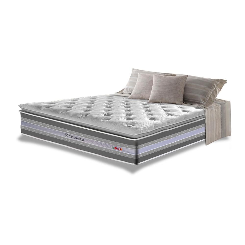 Colchão King de Molas Ensacadas D33 com Pillow TOP Cama inBox Select 193x203x32 Cinza - Home & Living