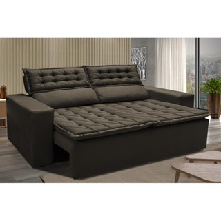 Sofá 3 Lugares Retrátil e Reclinável Cama inBox Slim 1,80m Velusoft Café em Oferta na Shopee